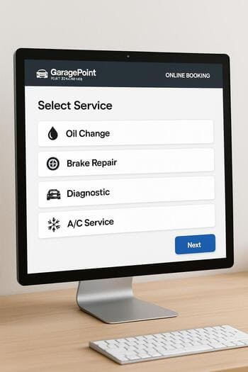 GaragePoint veb saytında növbə rezerv panelinin görünüşü