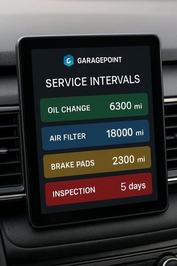 GaragePoint ustası paneldə yürüşə görə servis intervalına baxır
