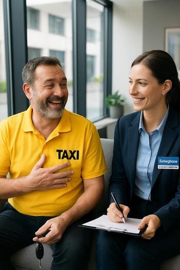 GaragePoint lounge zonasında çay içən taksi sürücüsü