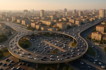 GaragePoint səhər saatlarında orta yüklənməni göstərən neon xəritə halqası