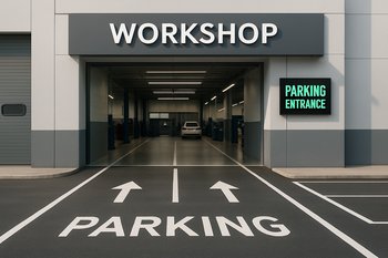 GaragePoint məntəqəsinə aparan giriş zolaqları və yol nişanları