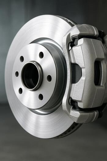 Neon işıq altında əyləc diskinin yaxın plan görüntüsü