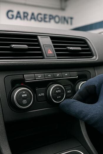 GaragePoint ustası kondisioner panelində temperatur və hava axınını yoxlayır