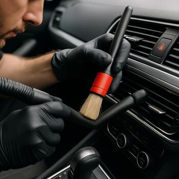 Neon işıq altında salonun detallı təmizlənməsi