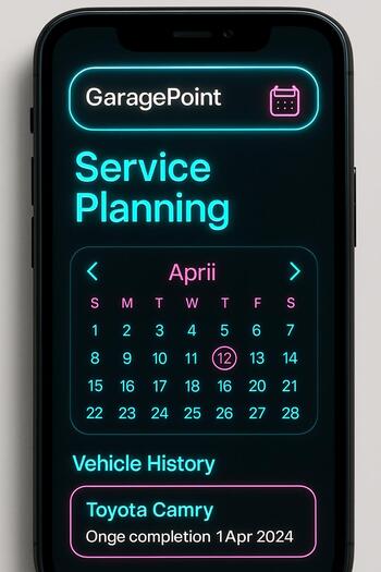 GaragePoint mobil tətbiqində növbəti pinco servis tarixlərini göstərən ekran