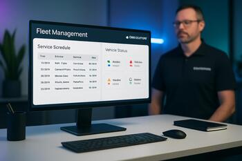 GaragePoint ofisində flot meneceri ilə servis planlaşdırma görüşü